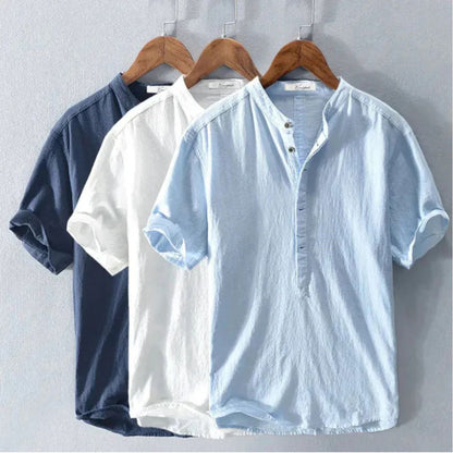 Men’s Mandarin Collar Shirt – Light, Soft and Breathable